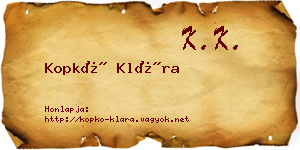Kopkó Klára névjegykártya